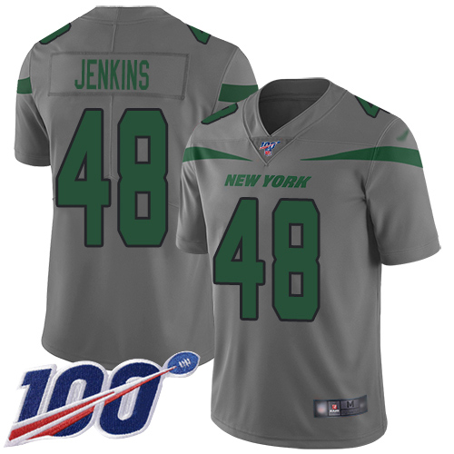 New York Jets Limited Gray Men Jordan Jenkins Jersey NFL Football #48 100th Season Inverted Legend->new york jets->NFL Jersey